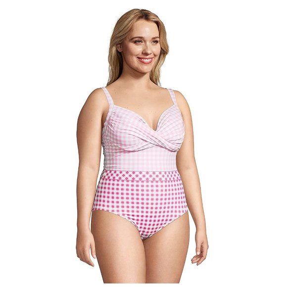 NWT Lands End Draper James Tummy Control Wrap 1 Piece Swimsuit Size 4 $140 HH239 - Picture 1 of 4